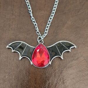 Red Jewel Bat Wings Necklace